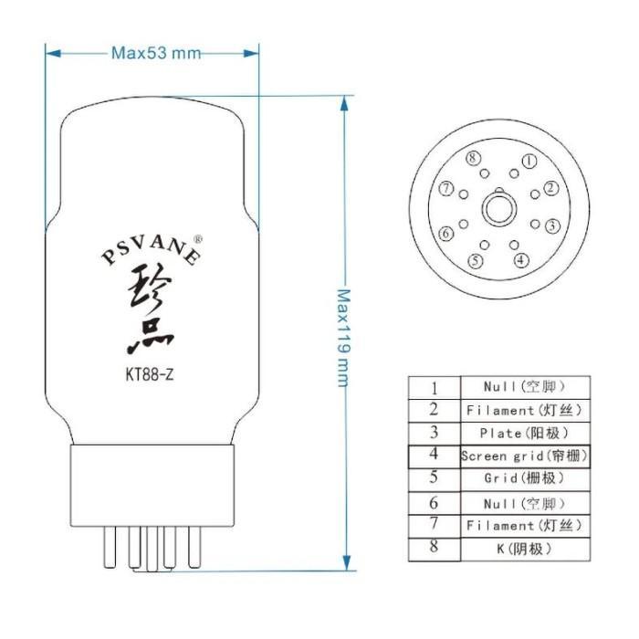 Import Psvane Tube Kt88-Z Vacuum Tube Replace Kt120 6550 Kt90 Kt66 Kt100 Kt88 Electronic Tube Amp
