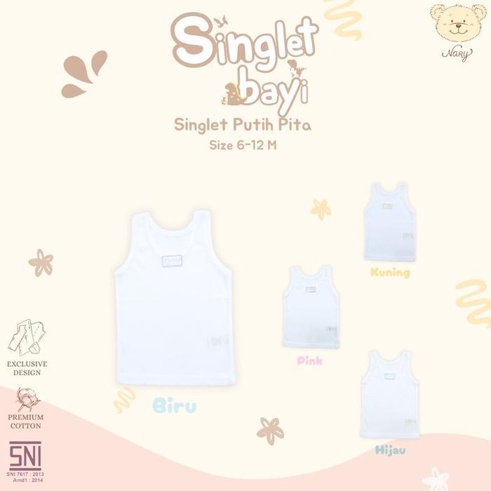 (NYAMAN) MMN SINGLET BABY LOGO PUTIH NARY BAHAN LEMBUT BREATHABLE DAN AMAN UNTUK KULIT