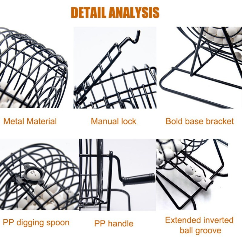 Bingo Lottery Machine Steel Bingo Game Cage Set Adult Family Large Party Group Entertainment Tableto