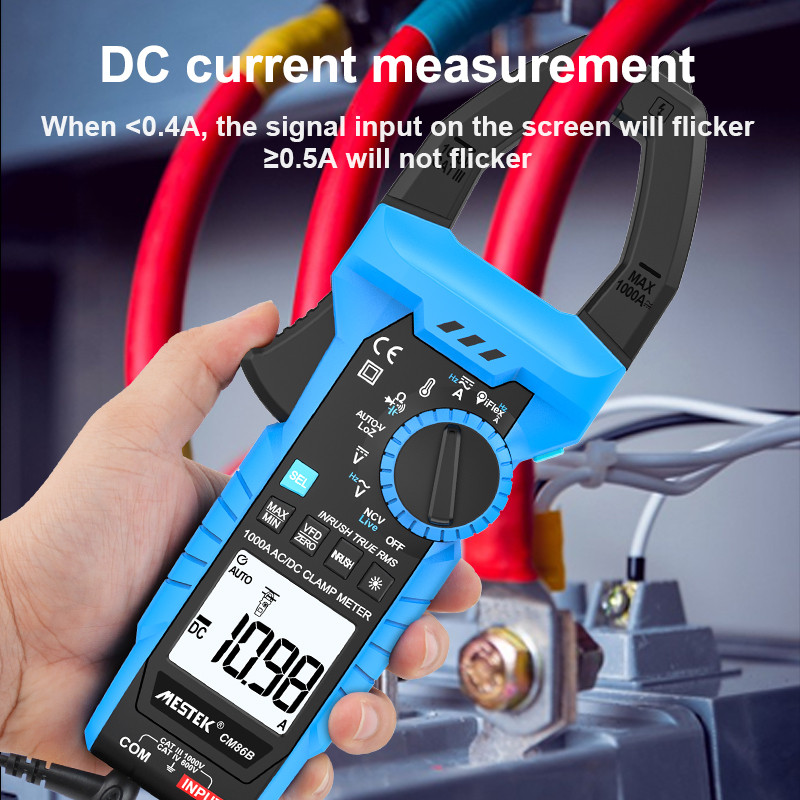 Mestek 1000A DC/AC Current Digital Clamp Meter Auto Range Multimeter True RMS High Precision Voltage