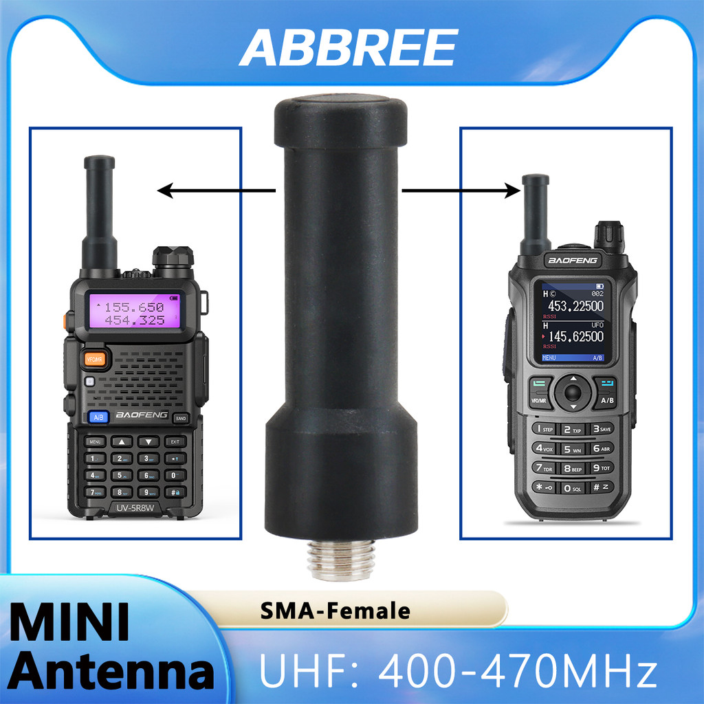 Abbree Antenna Stubby Mini Antenna Sma-Female Uhf 400-470Mhz Two Way Radio Antenna Replacement Mini