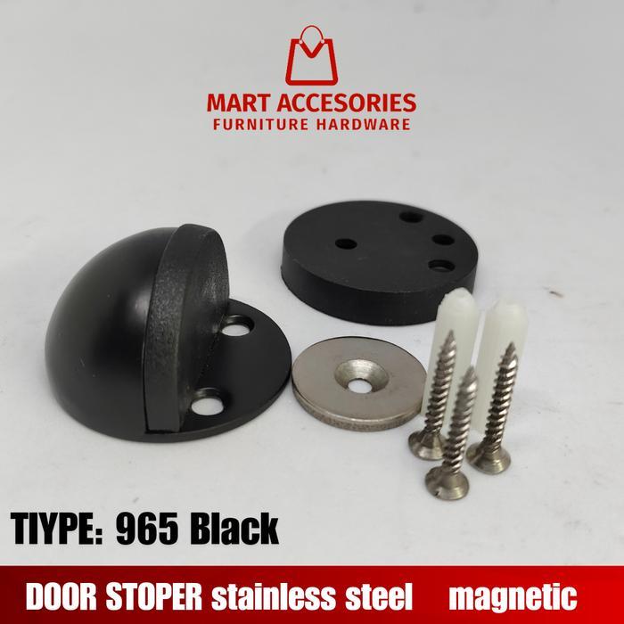 Terlaris penahan pintu / door stoper magnetic stainless steel / warna black SALE
