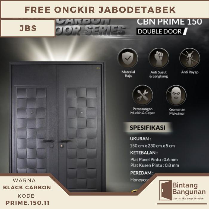 Pintu Rumah Baja Fortress PRIME 150.11 Black Carbon - 150x230