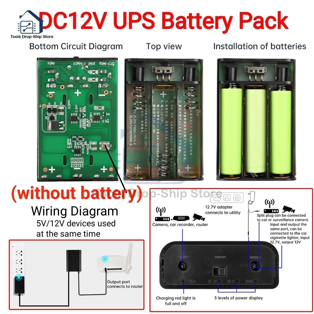 Dc5V 12V Uninterrupted Power Supply 18650 Lithium Battery Case Diy Power Bank Box Ups For House