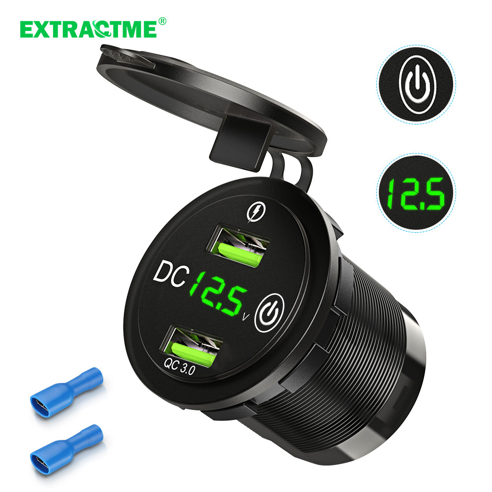 Extractme QC3.0 36W Car USB Charger with Switch Auto Electronic Cigar