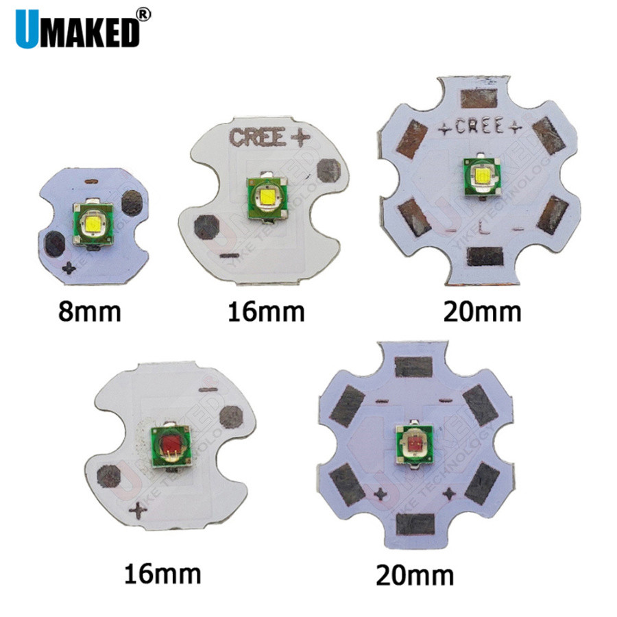 10pcs 3W 3535 CREE XPE LED Emitter diodes bead WW/W/R/G/B/RGB High Power LED chip on 16mm/ 20mm PCB