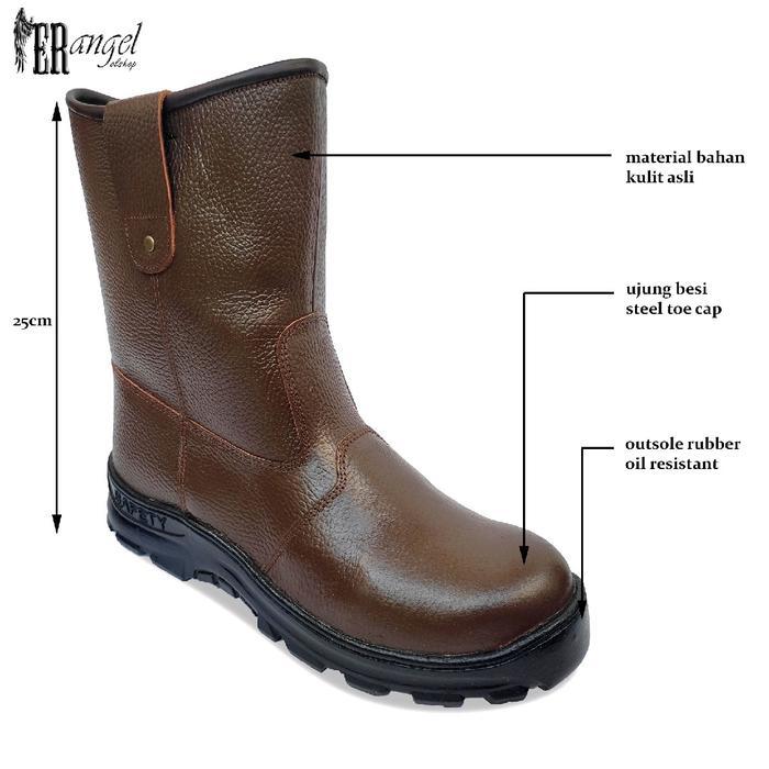 luxp- Sepatu Safety Kruser Boots Kulit Kerja Proyek Lapangan Besi Shoes