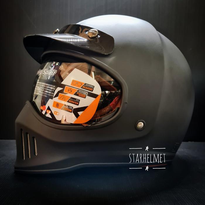 Helm Ink Trooper Solid Full Face Retro Klasik Original Berkualitas