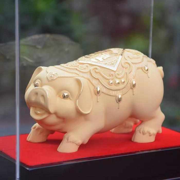 TERBARU !!! PATUNG SHIO BABI LAPIS EMAS PAJANGAN SHIO BABI SOUVENIR