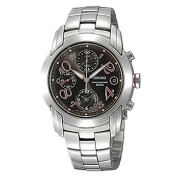 Jam Tangan Wanita Seiko Chronograph SND867P1 SND867 Strap Stainless Steel Silver Color Women Black D