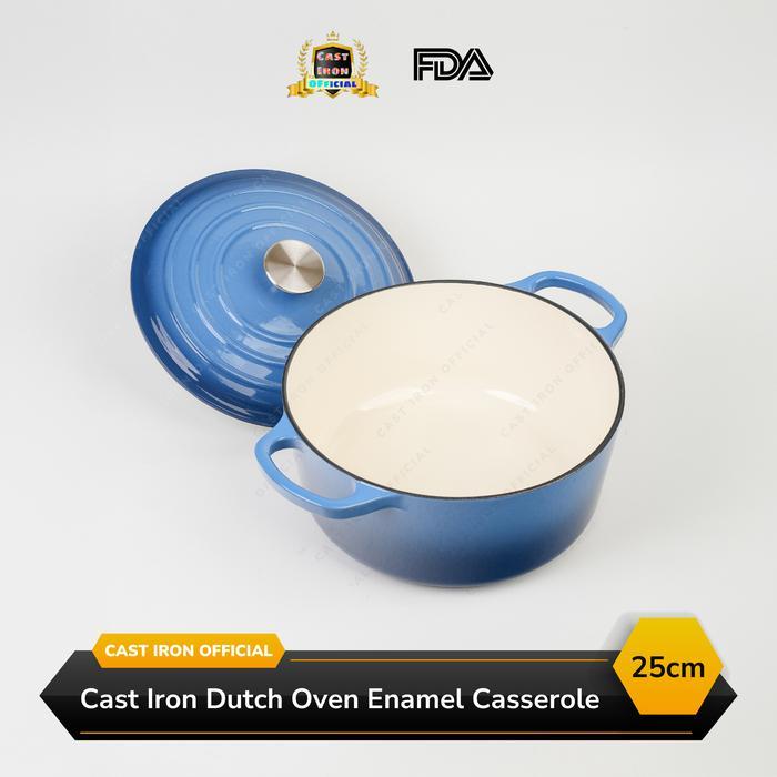 Cypruz Kitchenware - Cast iron panci casserole pan dutch oven full cover enamel 25 cm besi cor panas