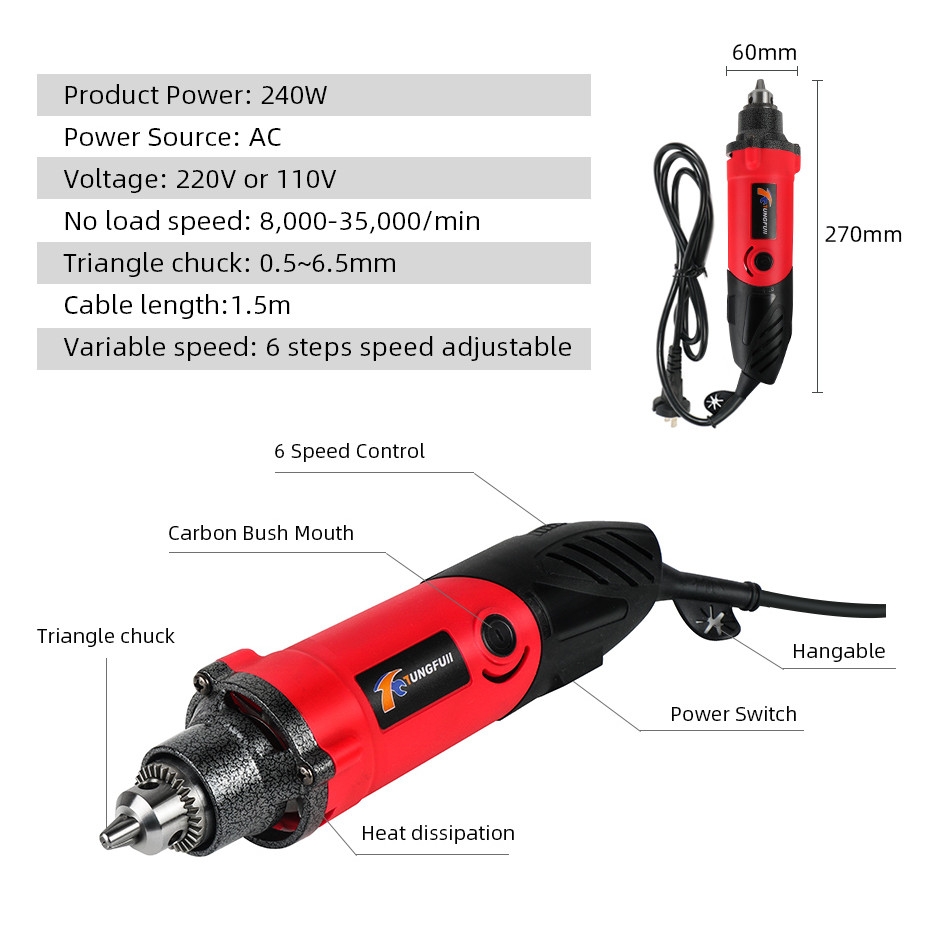 Tungfull Engraver 240W 220V Power Tool Engraver Electric Dremel Tools Accessories Mini Electric