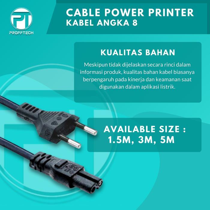 fq6n- Kabel Power Printer 3 Meter. Kabel Angka 8. Sni