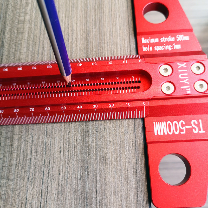 Precision Marking T-Ruler Aluminum Alloy Woodworking Scribe Marking Gauge Deluxe Crossed-Out Hole