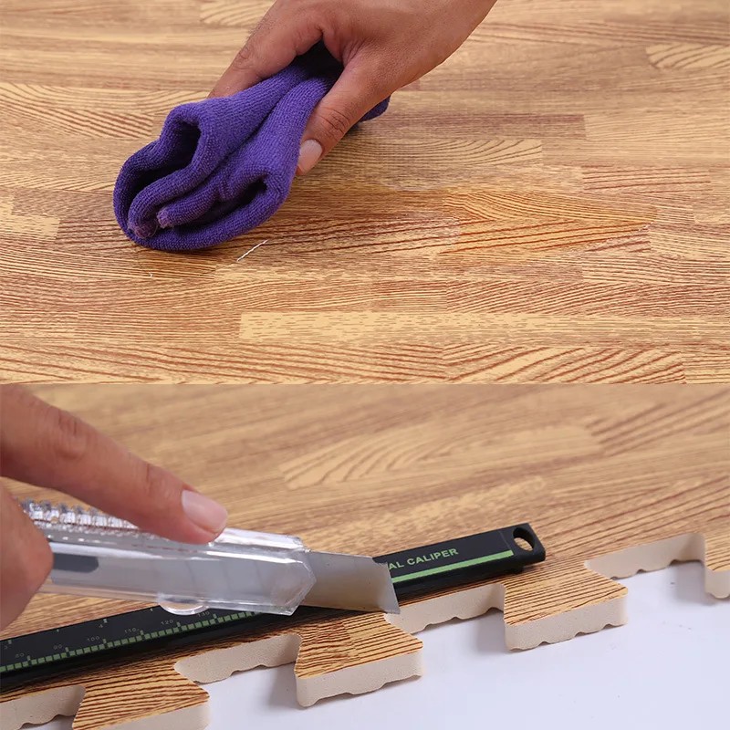 Wooden Baby EVA Foam Play Gym Puzzle Mat Interlocking Exercise Tiles Crawling Carpet for Kids Game A