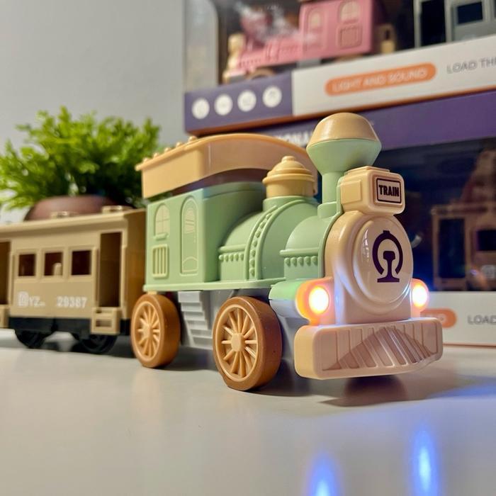 (Terdapat Lampu & Suara) Mainan Kereta Api/Mainan Kereta Anak-Anak - Bahan Plastik Premium (Bukan