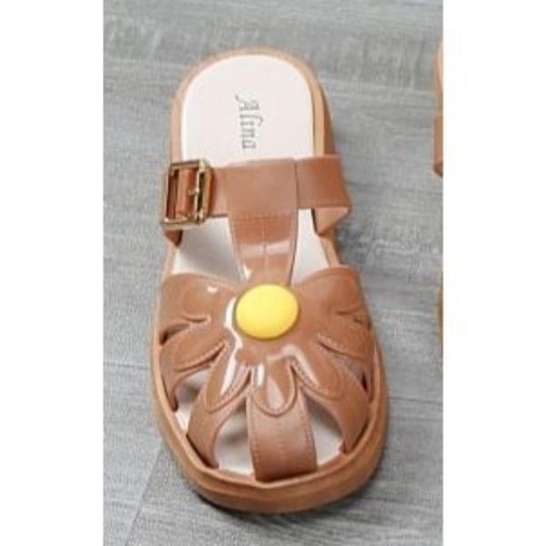 Sandal Wanita Karet Selop Alina Motif Ujung Tertutup Strap Matahari 061-6 Jelly