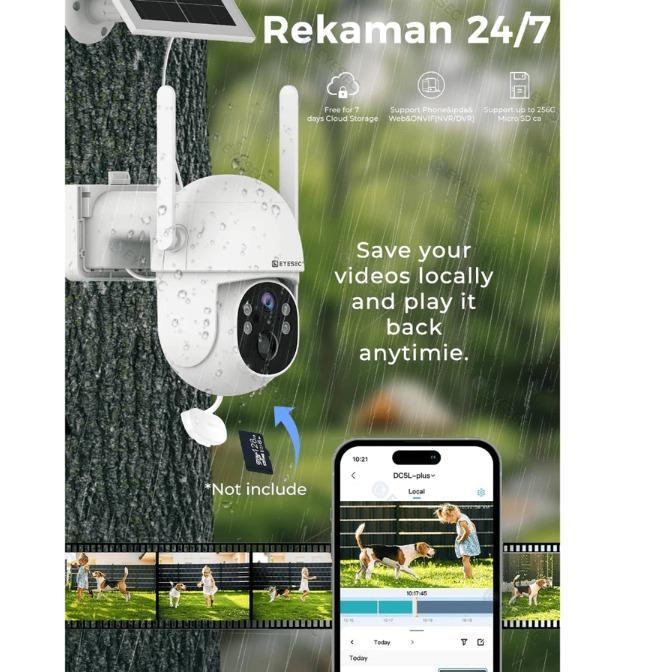 Eyesec Cctv 4G Tenaga Surya Pir Low Power Outdoor Weatherproof Cctv Solar 10500Mah Battery Kamera