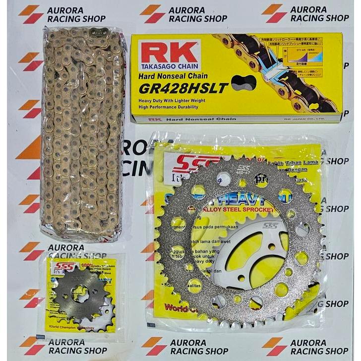 Banyak Dicari Gear Set Sss R15 V3 / R15 V4 / R15M / Vixion R / Mt15 / Xsr 155 & Rantai Rk 428 Hslt