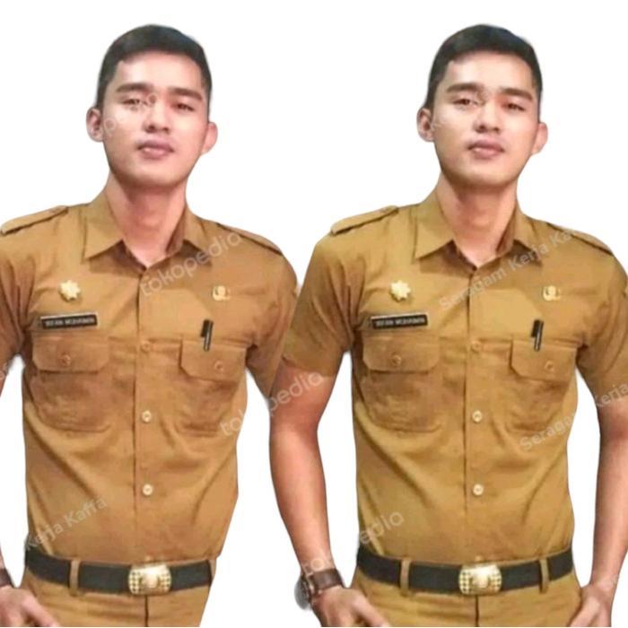 liovinssleo - seragam pns asn pria baju & celana khaki pendek katun lembut