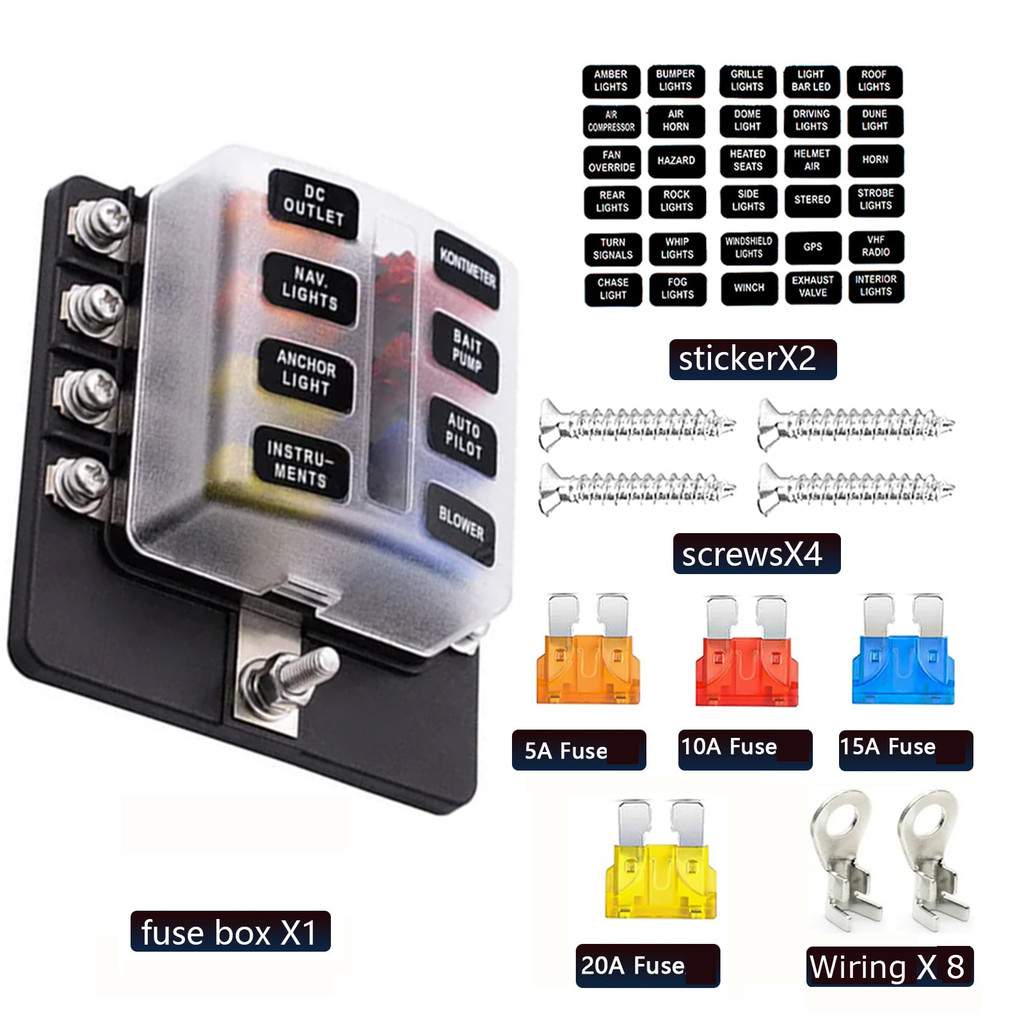 Universal Car 6 Way 8 Way Blade Fuse Terminal Block Auto Track Fuse Holder Box Wiring Power