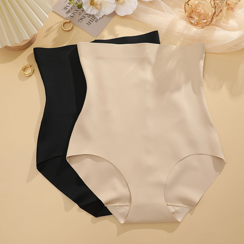 FINETOO 2024 New High Waist Tight Belly Ice Silk Underwear for Women Seamless Thin Strong Postpartum