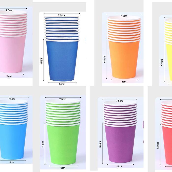 Gelas kertas pesta/warna polos/250ml/10pcs/party