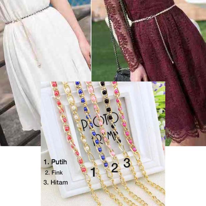 l419- Ikat Pinggang Rantai Mutiara Wanita Premium / Belt Rantai / Sabuk Rantai Wanita / Belt