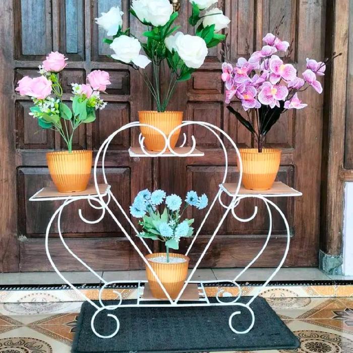 Gardening Mikha Rak Pot Bunga Bentuk Love / Rak Pot Bunga Besi