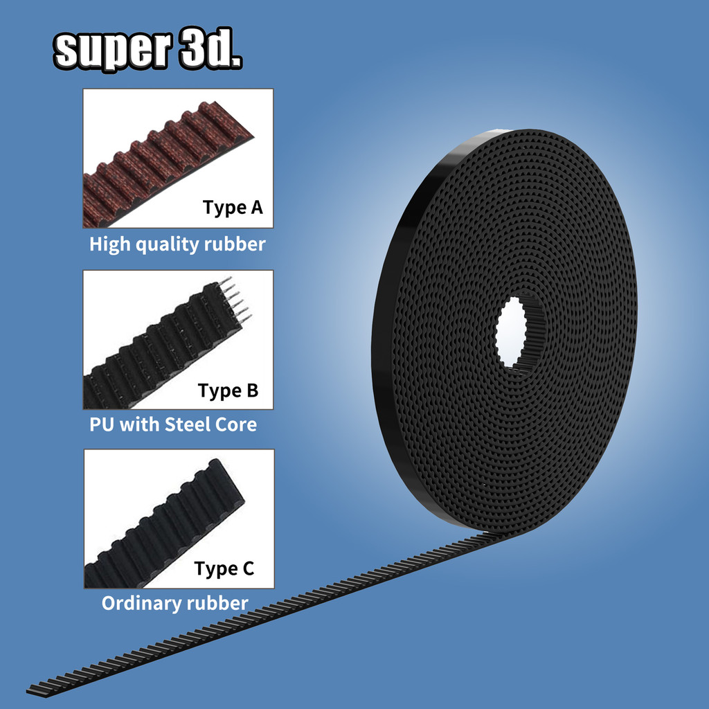 Gt2-6Mm Open Timing Belt Width 6Mm 10Mm Gt2 Belt Pu With Steel Core Belt 2Gt Rubber Synchronous Belt