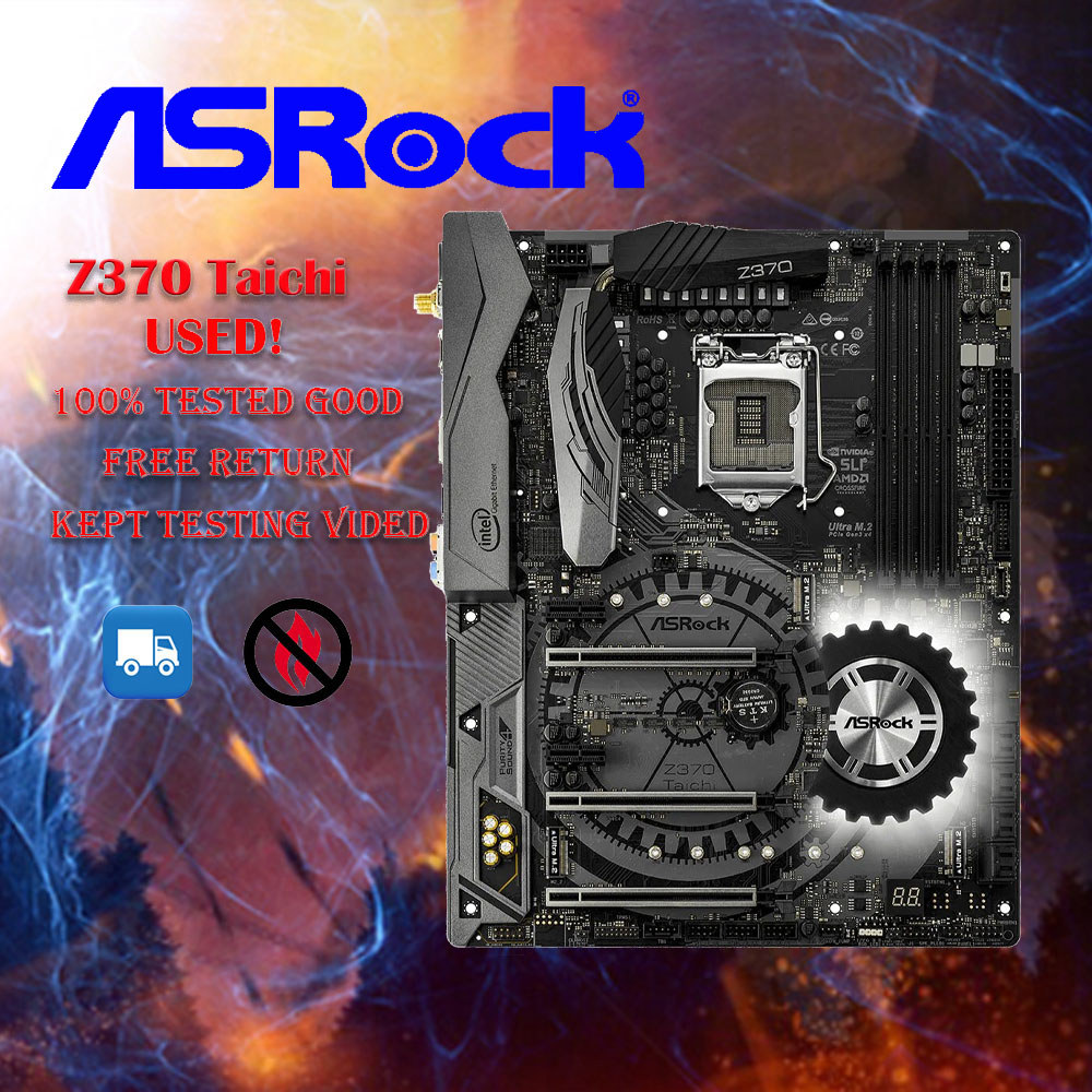 Used Asrock Z370 Taichi Motherboard 64GB PCI-E 3.0 LGA 1151 DDR4 ATX Mainboard Desktop Motherboard W