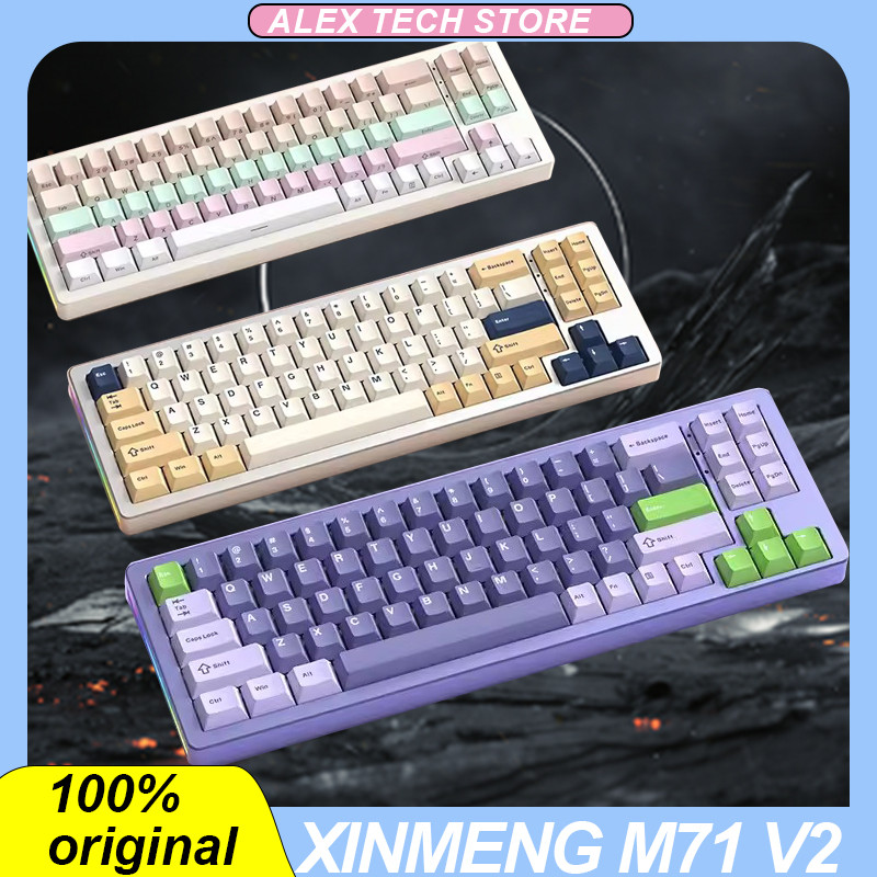 Xinmeng M71 V2 Mechanical Keyboard Three Mode 2.4g Wireless Bluetooth Aluminum 71keys Hot-Swap Rgb C
