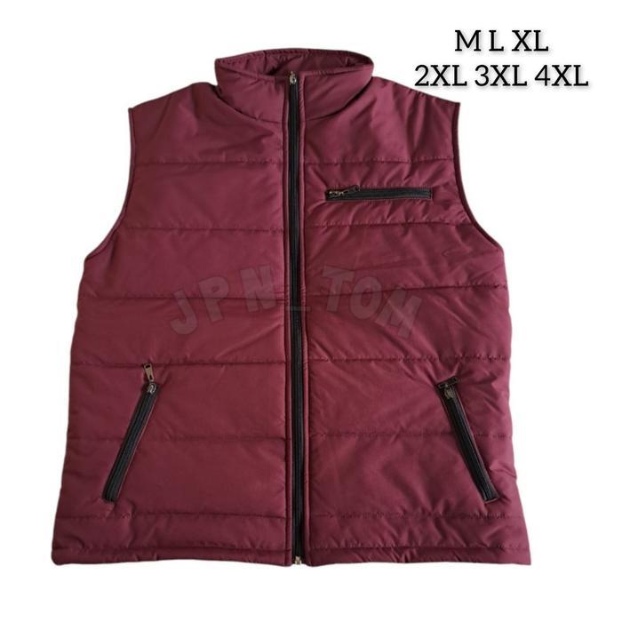 Rompi Pria Wanita Vest Taslan Jaket Pelindung Dada Puffer Bulky Hijau Botol M L Xl Xxl Xxxl Xxxxl