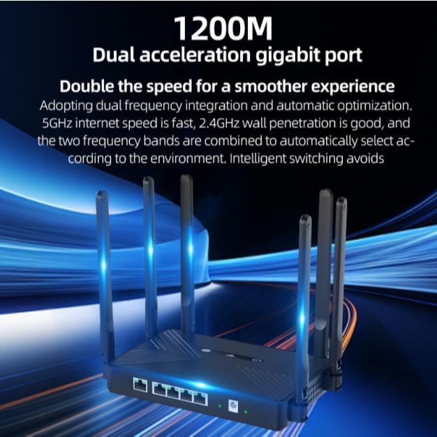 GIONEE WIFI 6 EXTENDABLE WIRELESS GAMING ROUTER 400M LIPUTAN 1200MBPS 8X5DBI ANTENA DUAL BAND WIFI 6