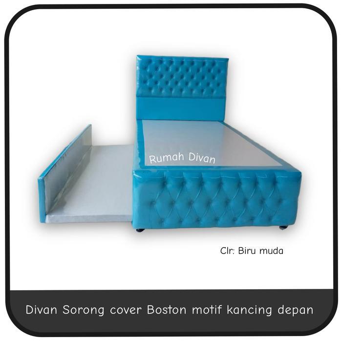 Divan Sorong Cover Boston Motif Kancing Depan Uk.140X216 (100/120*200)