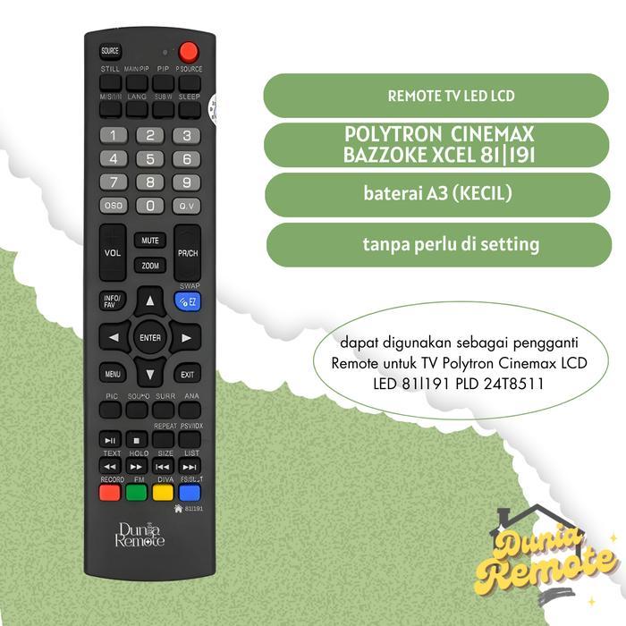 New Remote Multi Tv Polytron 819.1 Cinemax Bazooka LED/LCD