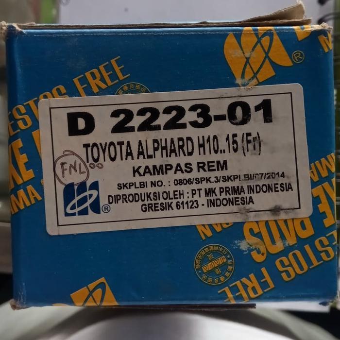 Kampas Rem Toyota Alphard Merk Mk