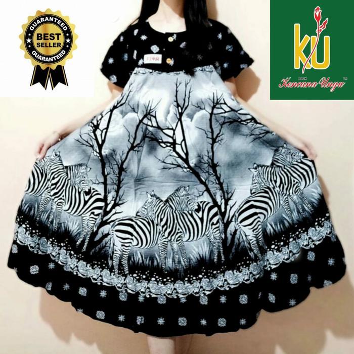 New Daster Batik Kencana Ungu Model Payung Motif Monokrom