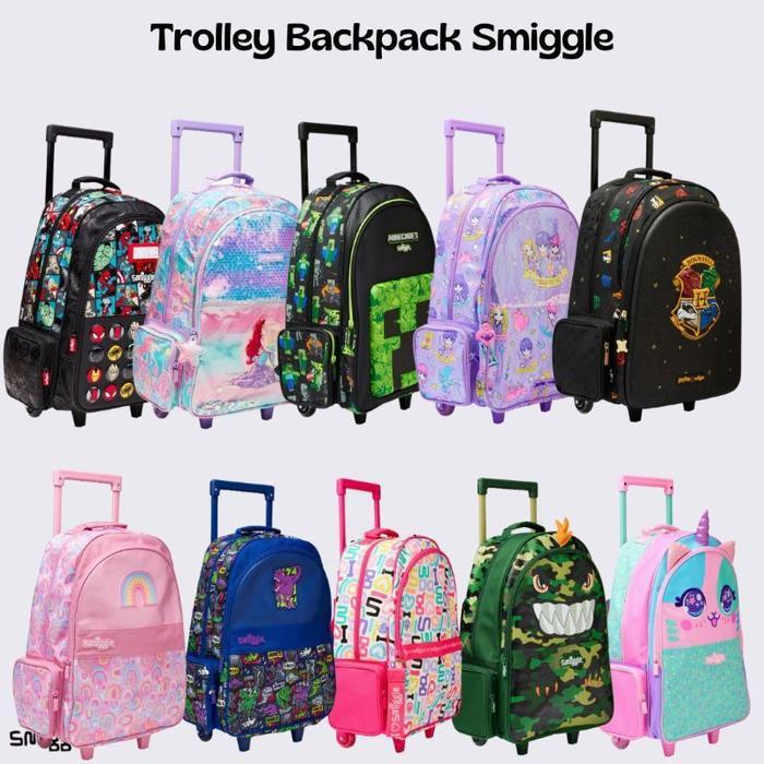 Tas Smiggle Backpack Trolley Dinosaur / Light Budz Original