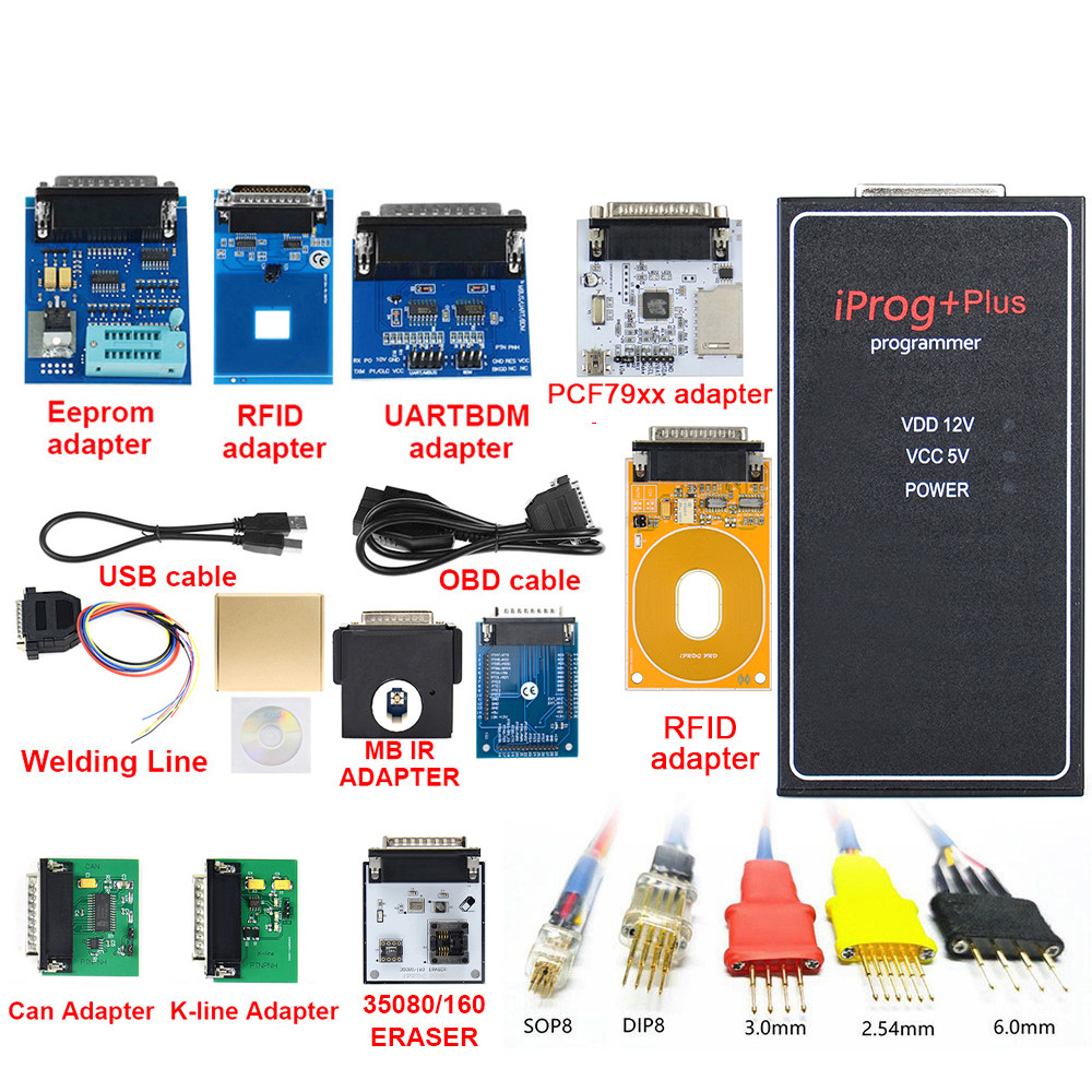 V777 Iprog+Plus Full Adapters 777 Iprog 3In1 Support Immo+ Correction+ Re/Set R-Eplace Carprog Iprog