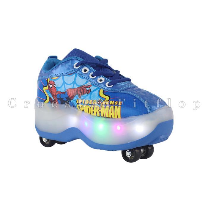 Sepatu Roda Anak Nyala Roda 4 Karakter Spidermen