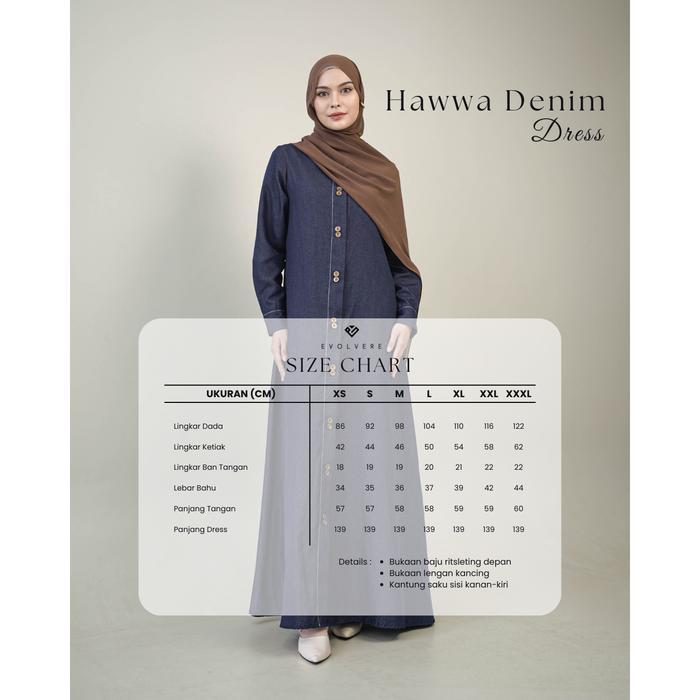 Evolvere - Hawwa Denim Dress Gamis Kekinikinian