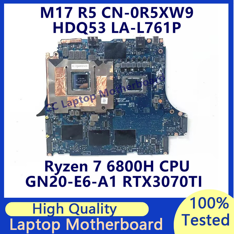 CN-0R5XW9 0R5XW9 R5XW9 For DELL M17 R5 Laptop Motherboard With Ryzen 7 6800H CPU GN20-E6-A1 RTX3070T