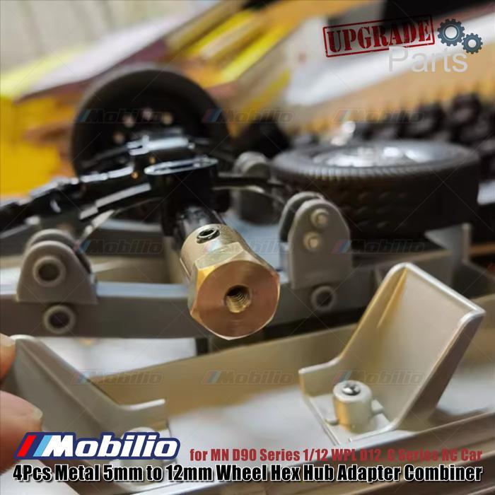 Upgrade Part 4Pcs Metal 5Mm To 12Mm Wheel Hex Hub Adapter Combiner For Mn D90 Series 1/12 Wpl D12, C