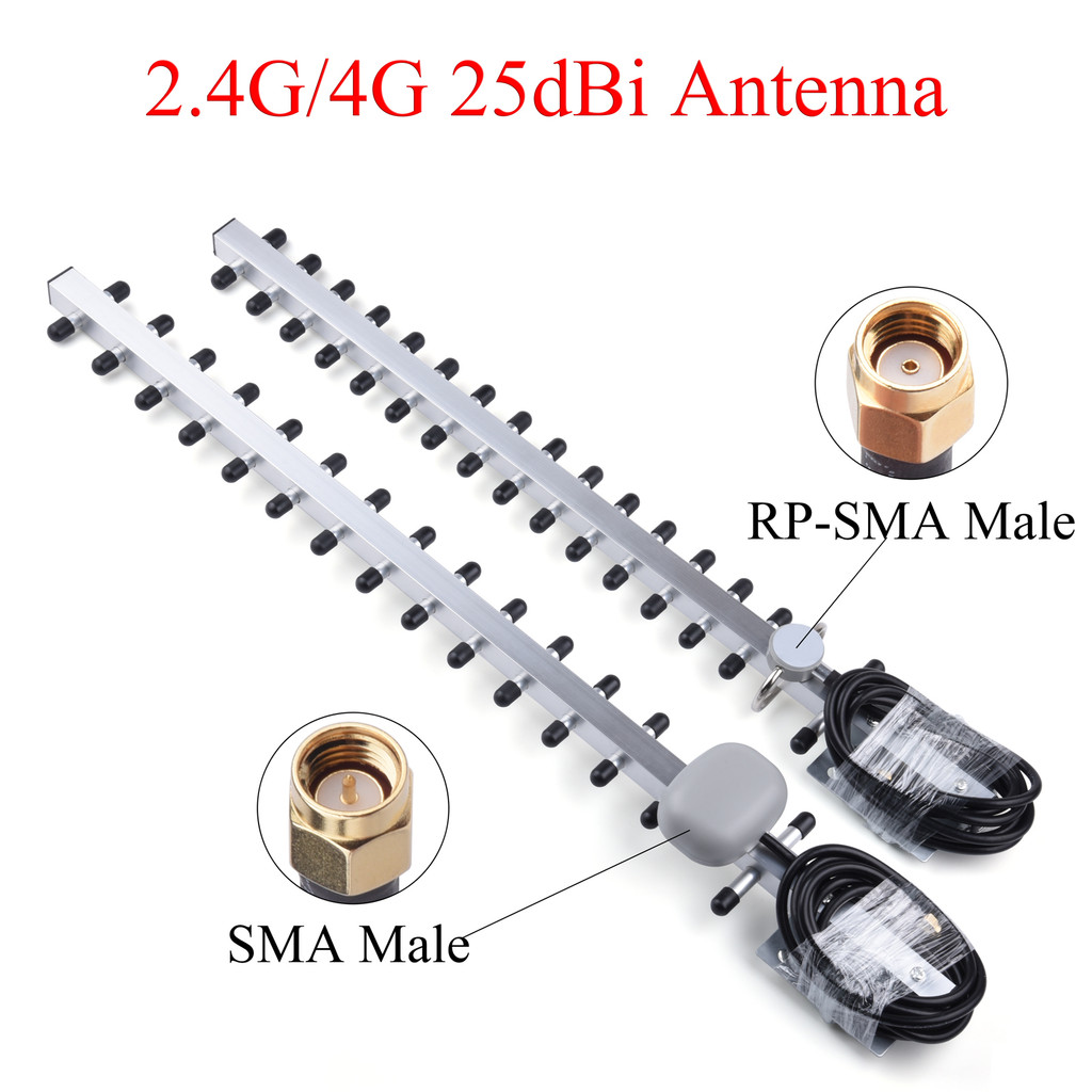 4G/2.4G Wifi Antenna 25Dbi Rp-Sma/Sma Male Outdoor Wireless Yagi Antenna With Cable