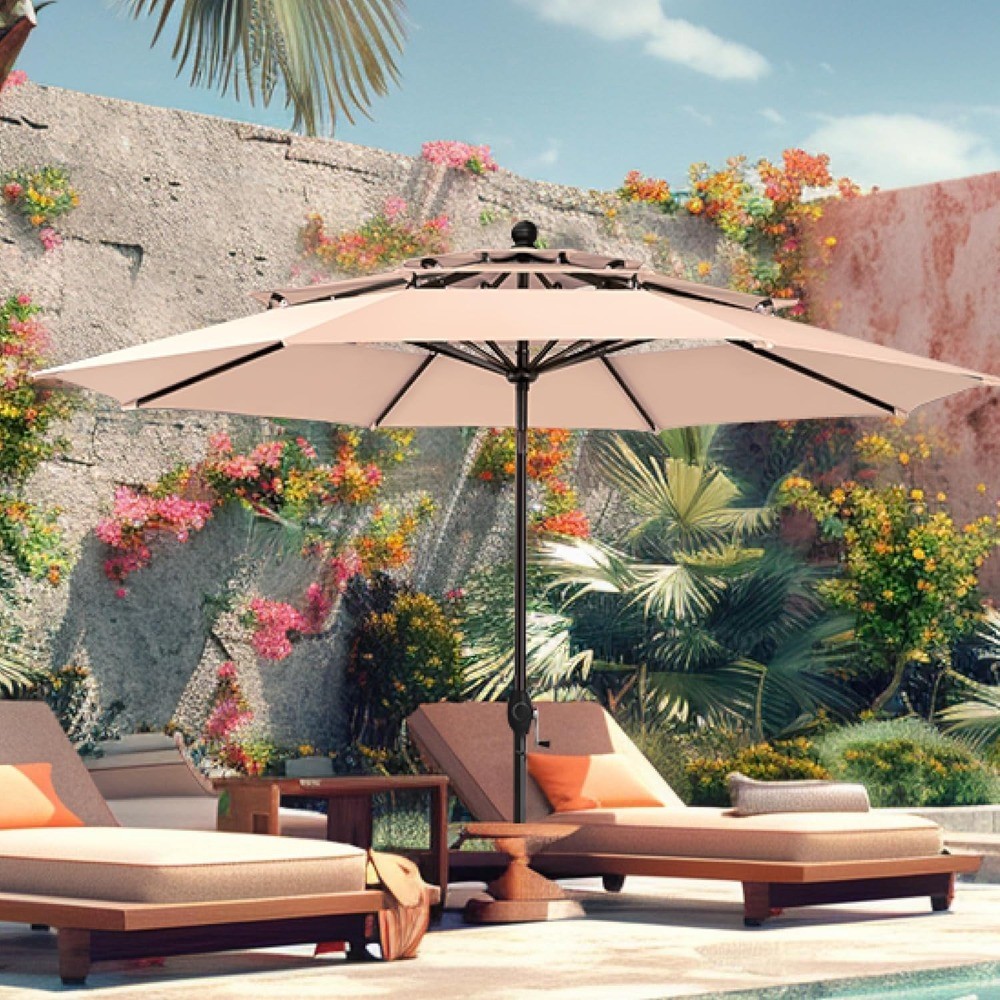 3 Tier Patio Outdoor Umbrella, Market Table Sun Shade Umbrellas