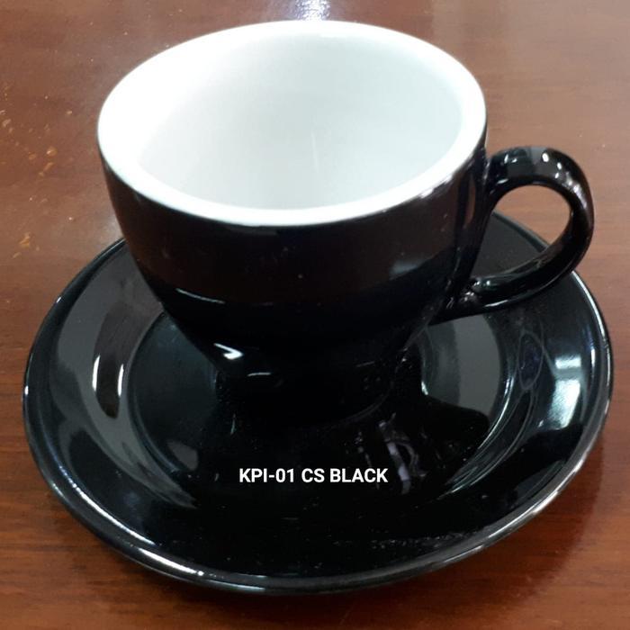 Cangkir set latte two tone tebal/ cappucino coffe cup/ Tea set keramik