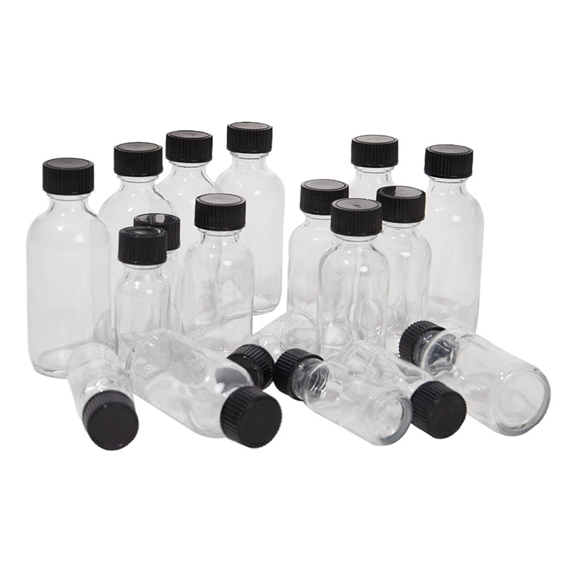 6pcs Small Clear Glass Bottles with Lids for Liquids Tiny Short Jars with Caps Mini Glass Juice