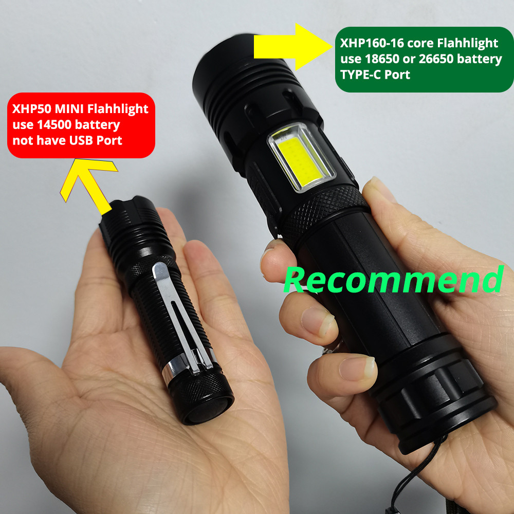 Super XHP160 Most Powerful Led Flashlight XHP120 High Power Torch Rechargeable Tactical Flashlight U