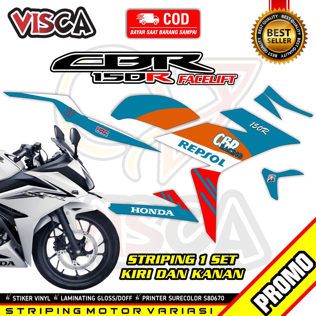 Striping CBR 150R Facelift 2016 - 2019 Variasi Desain Repsol NSR